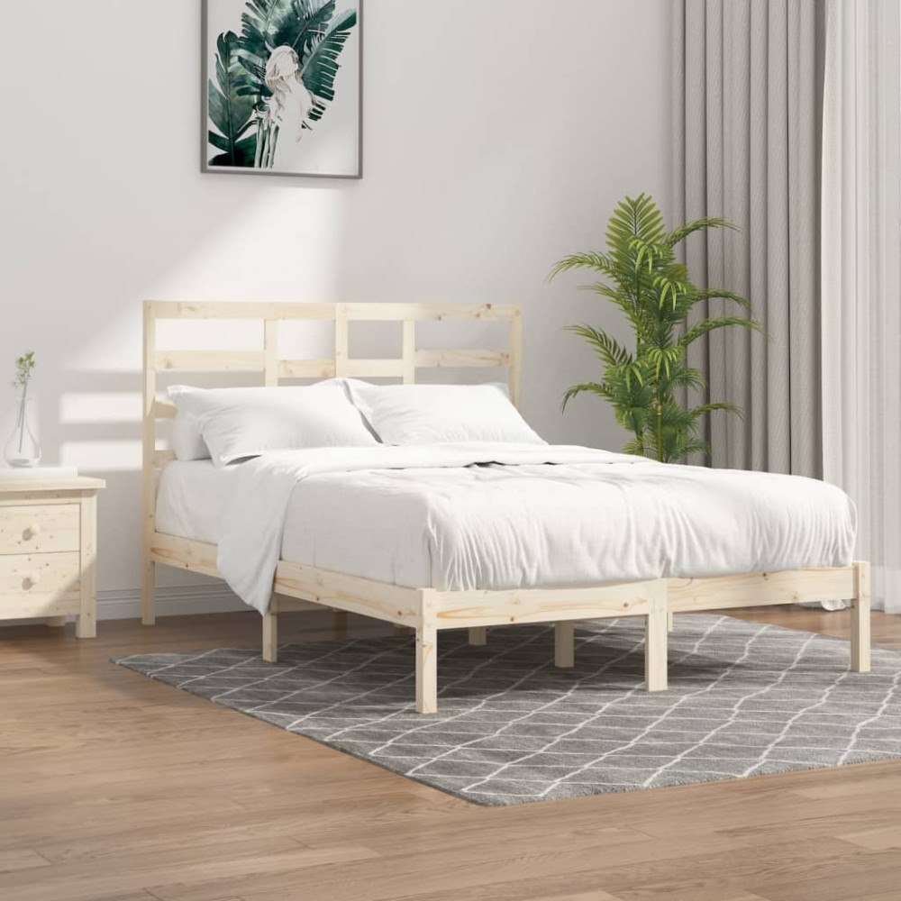 vidaXL Sängram massivt trä 140x190 cm