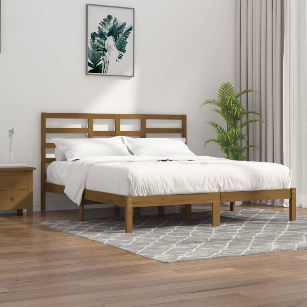 vidaXL Sängram honungsbrun massivt trä 200x200 cm