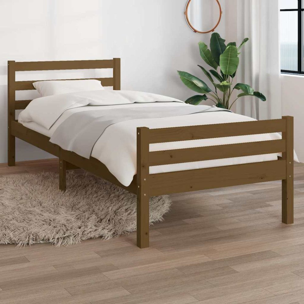 vidaXL Sängram honungsbrun massiv furu 75x190 cm