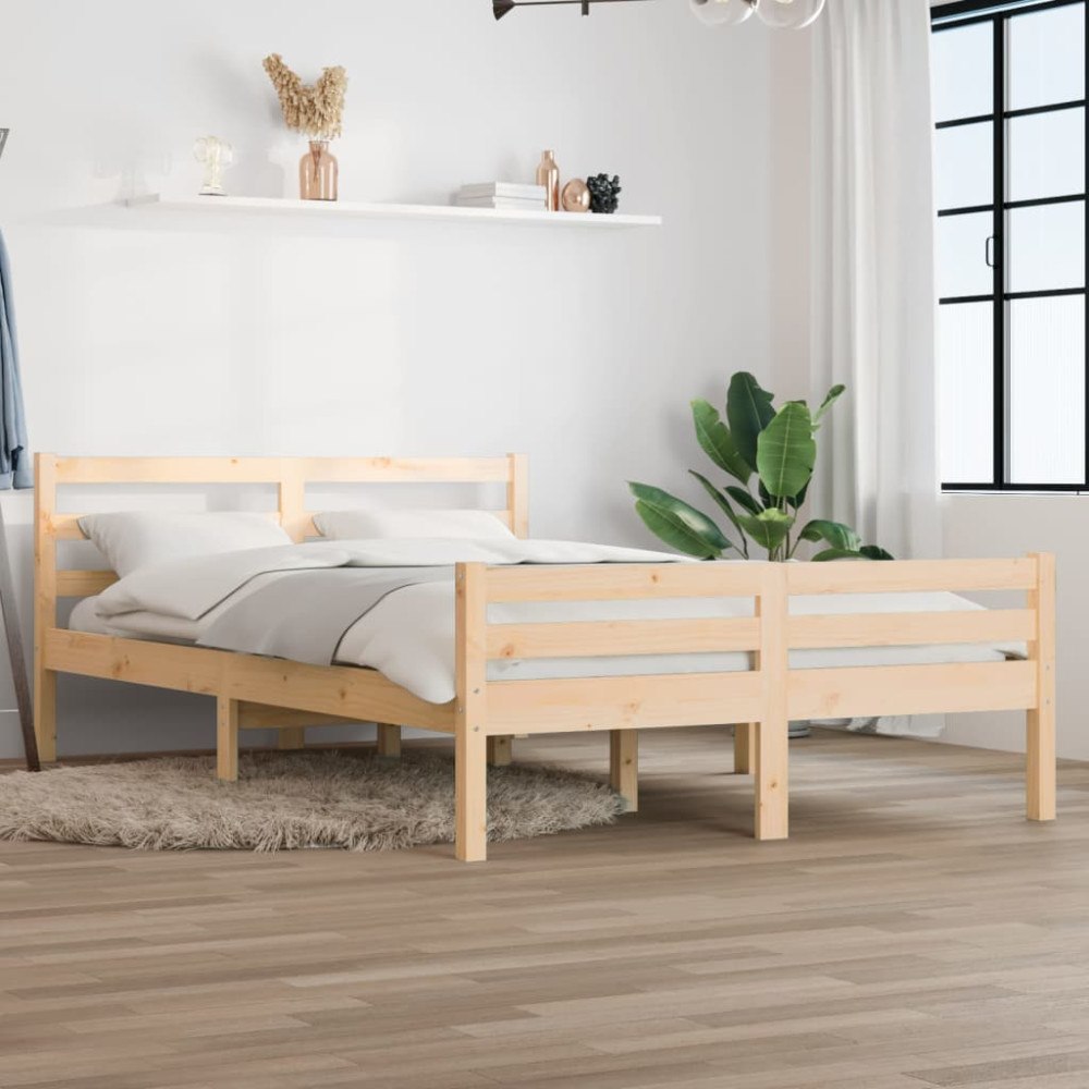 vidaXL Sängram massivt trä 120x190 cm