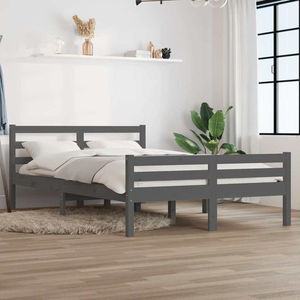 vidaXL Sängram massivt trä 140x190 cm