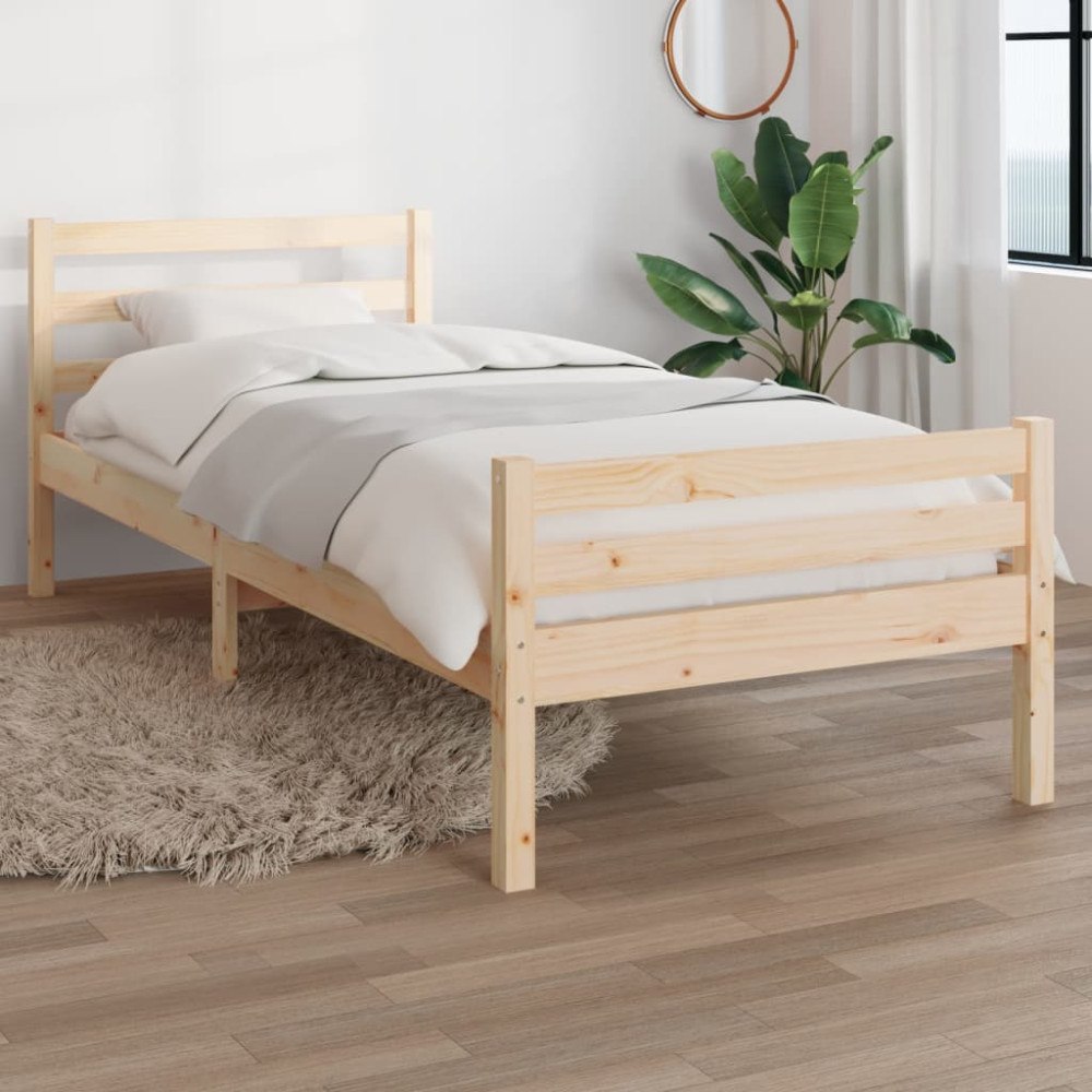 vidaXL Sängram massivt trä 100x200 cm