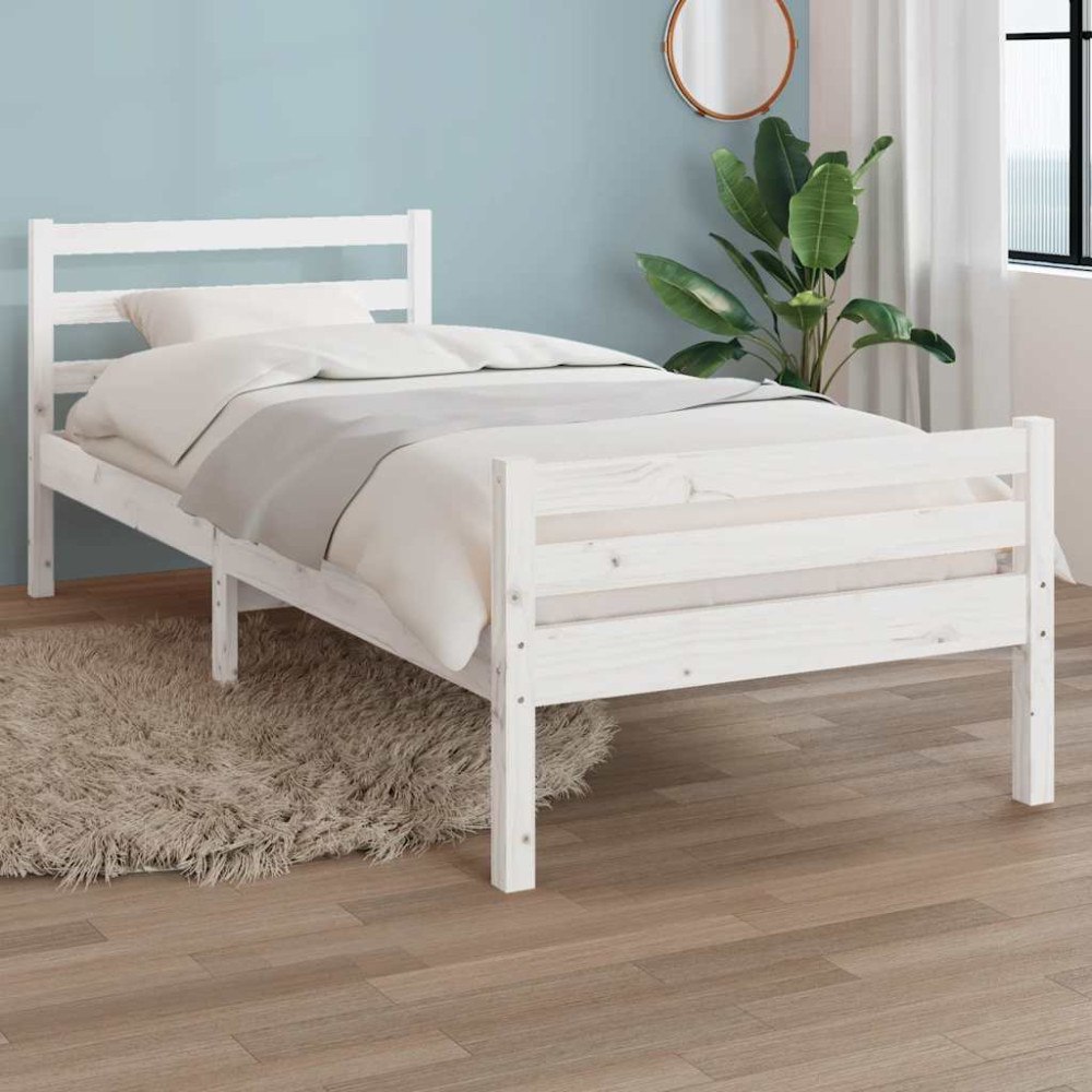 vidaXL Sängram vit massivt trä 100x200 cmmassiv