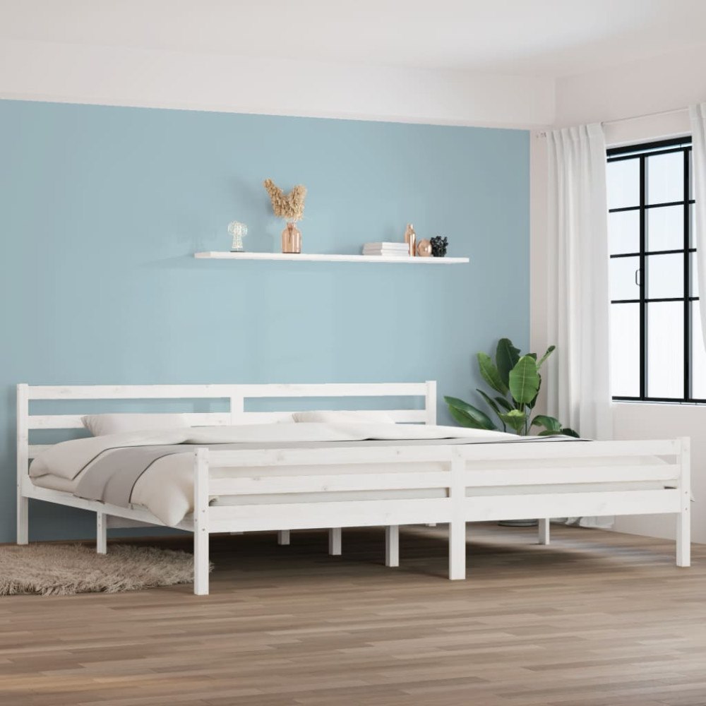 vidaXL Sängram vit massivt trä 180x200 cm
