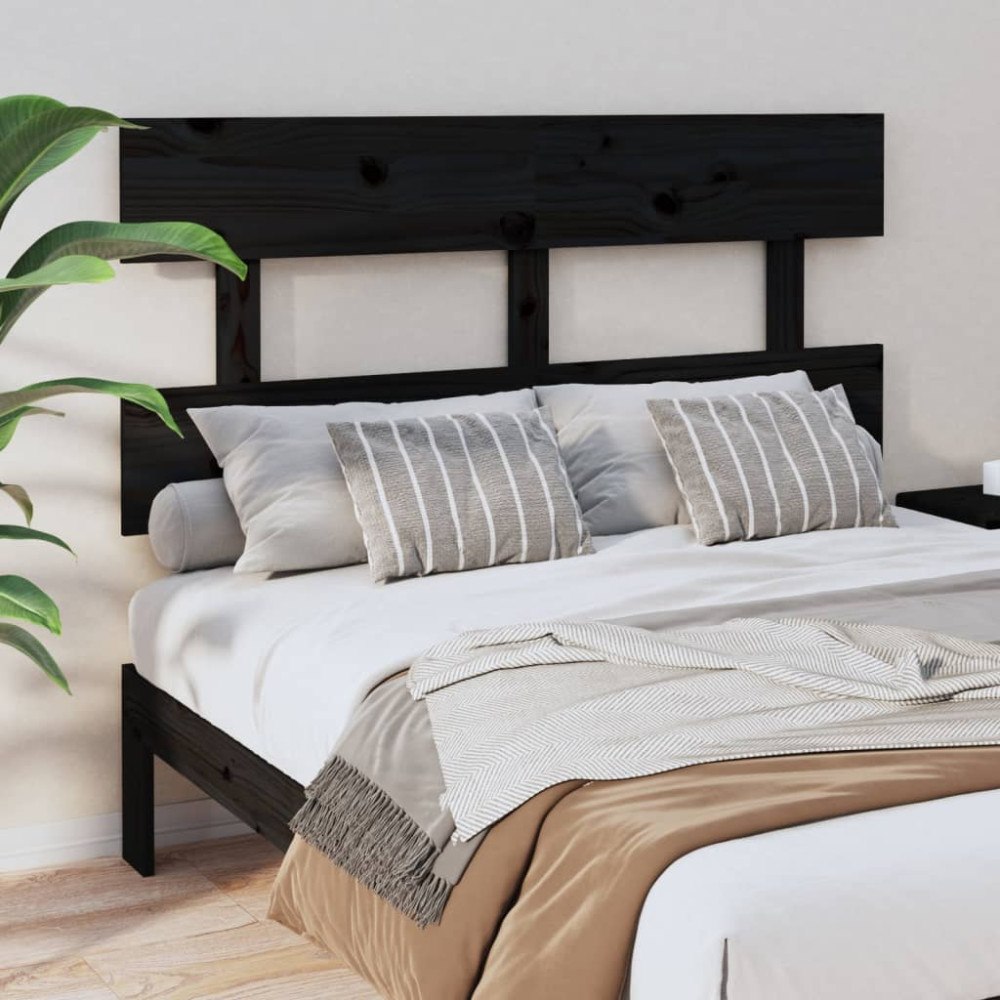 vidaXL Sänggavel svart 144x3x81 cm massiv furu