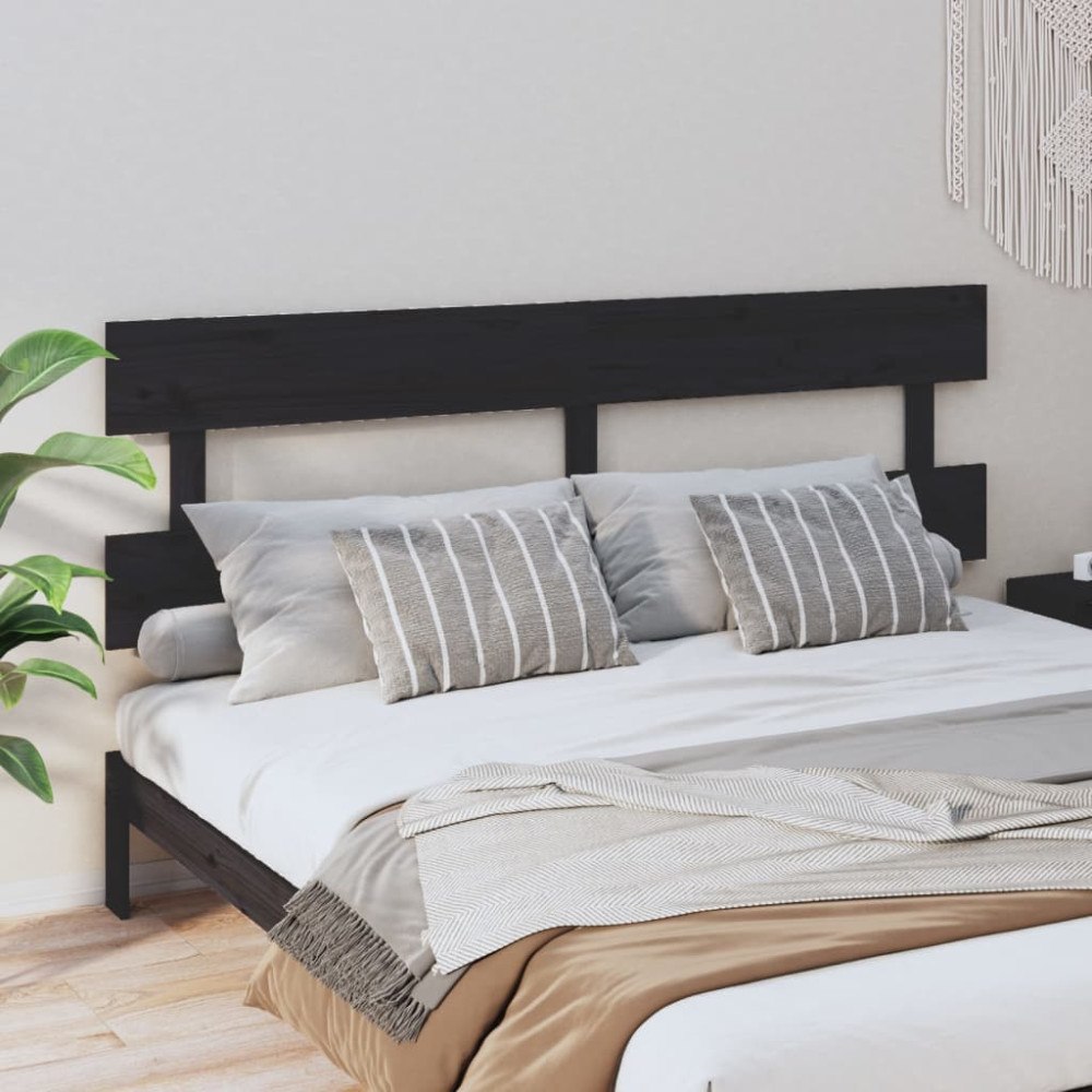 vidaXL Sänggavel svart 184x3x81 cm massiv furu