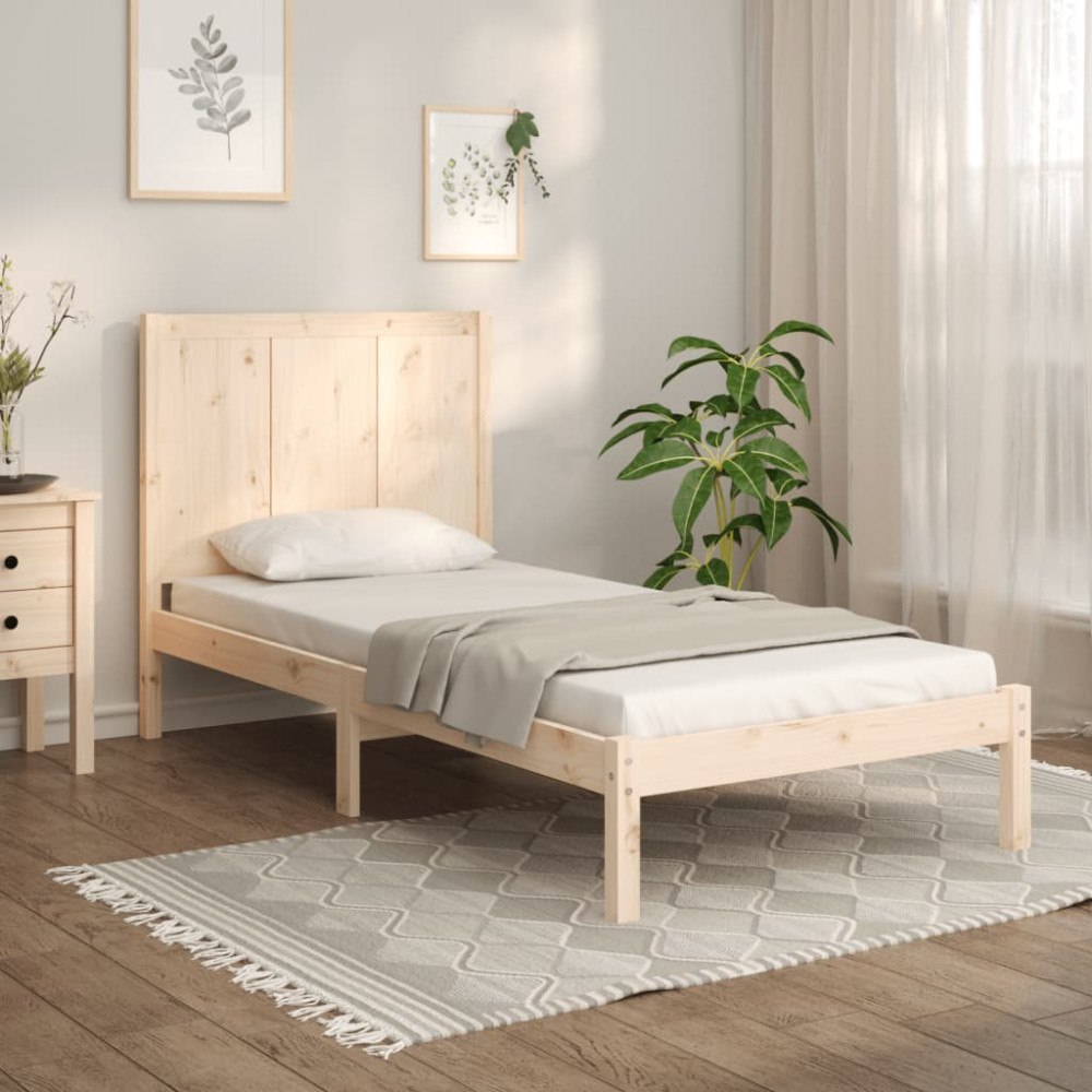 vidaXL Sängram utan madrass 75x190 cm massiv furu