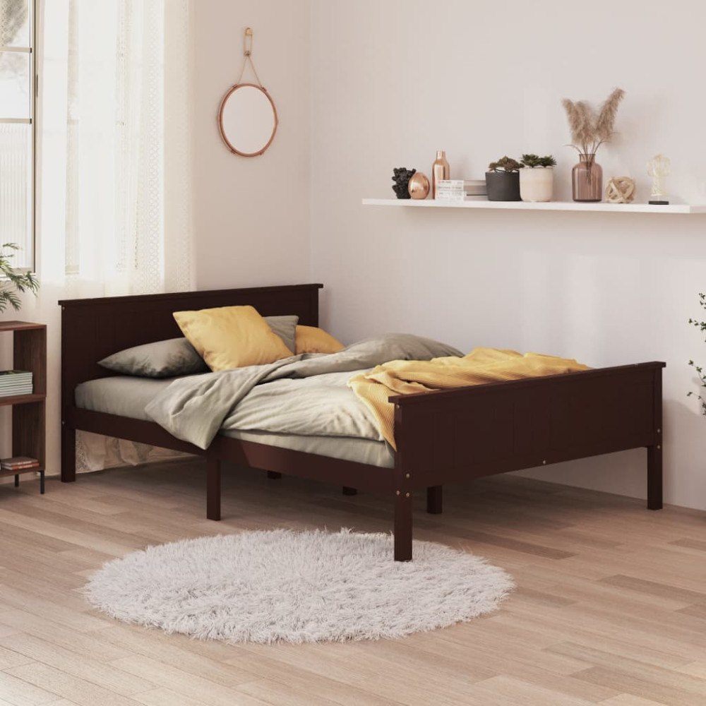 vidaXL Sängram mörkbrun massiv furu 160x200 cm