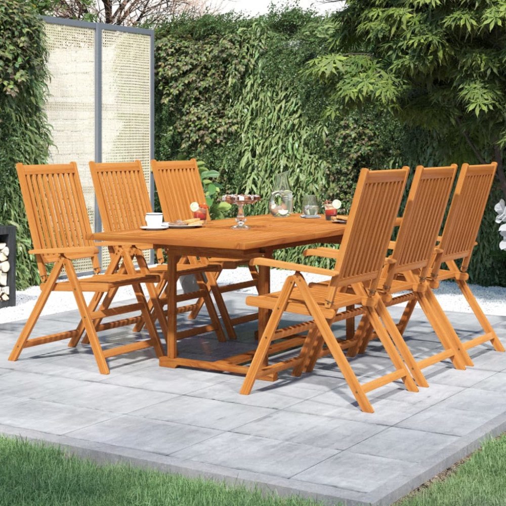 vidaXL Matgrupp för trädgården 7 delar massivt akaciaträ 150-200 cm