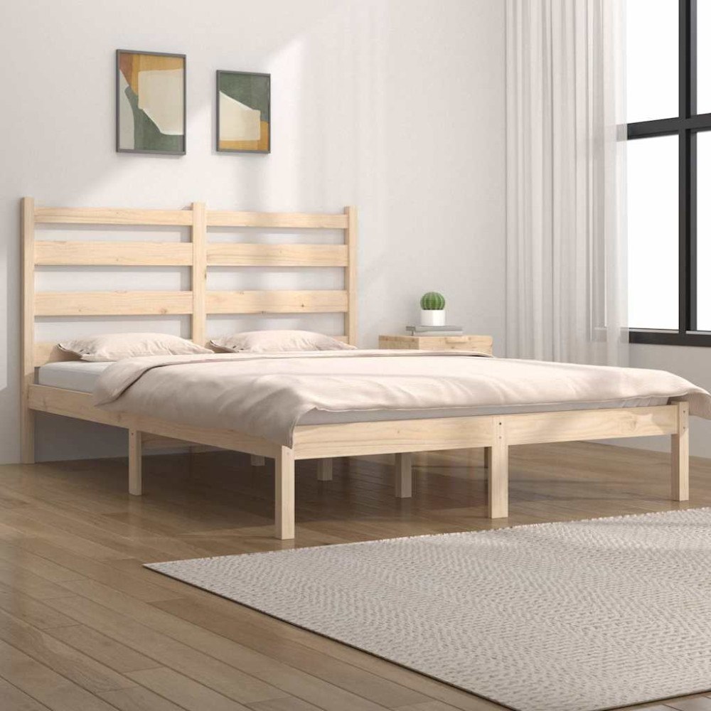 vidaXL Sängram massiv furu 120x200 cm