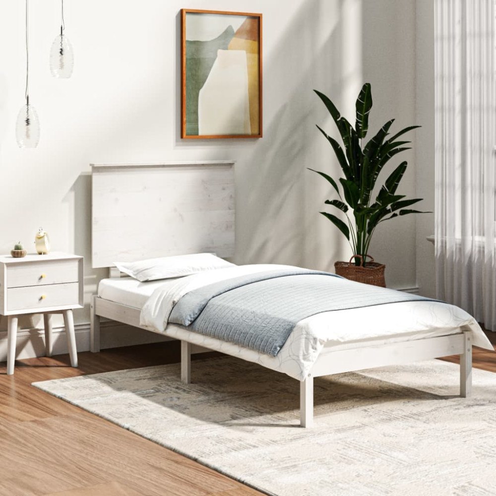 vidaXL Sängram utan madrass vit 100x200 cm massiv furu