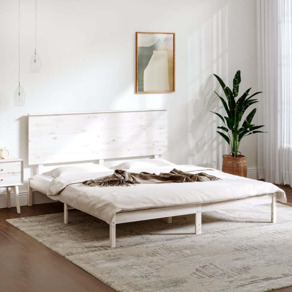 vidaXL Sängram utan madrass vit 200x200 cm massiv furu