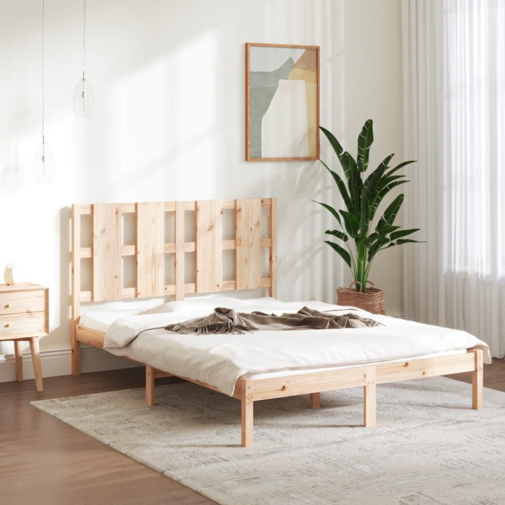 vidaXL Sängram massivt trä 135x190 cm