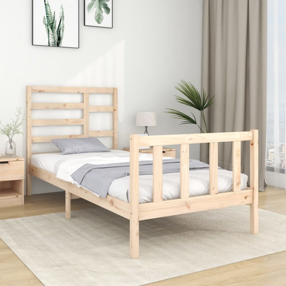 vidaXL Sängram massivt trä 75x190 cm