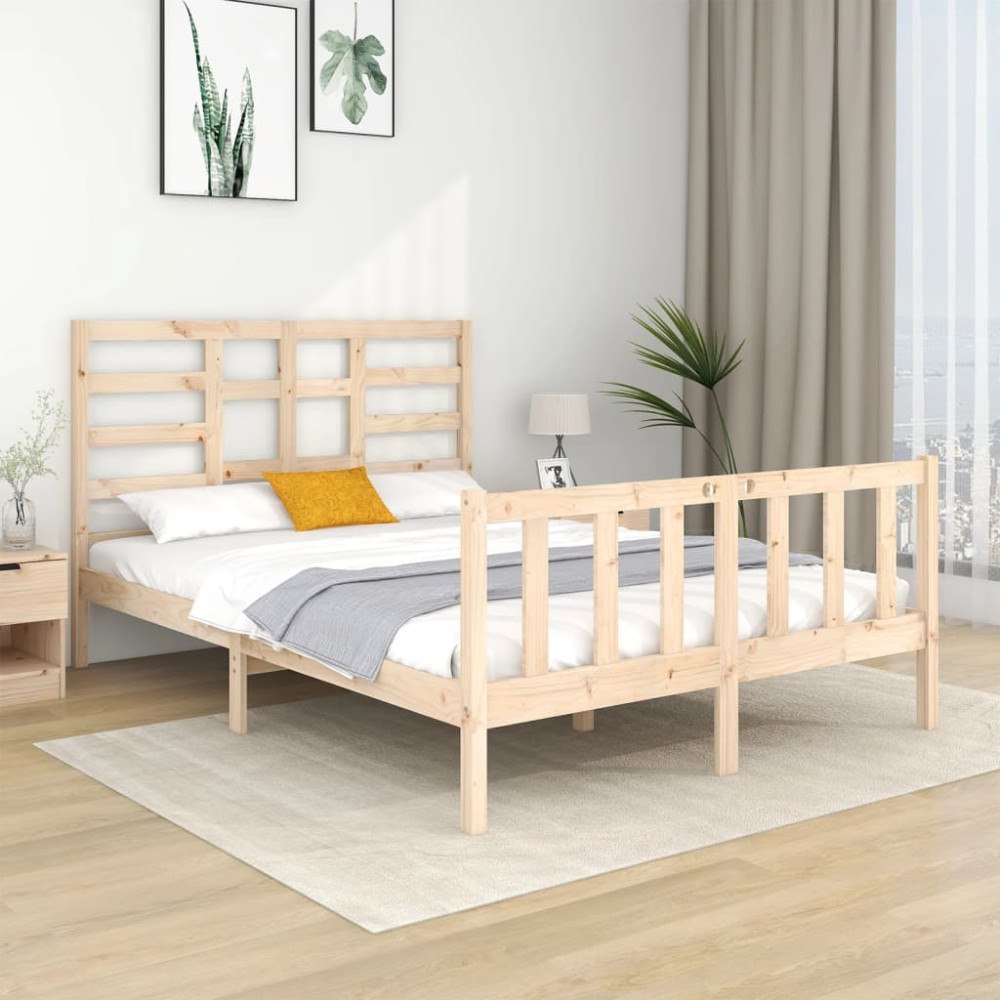 vidaXL Sängram massivt trä 120x190 cm