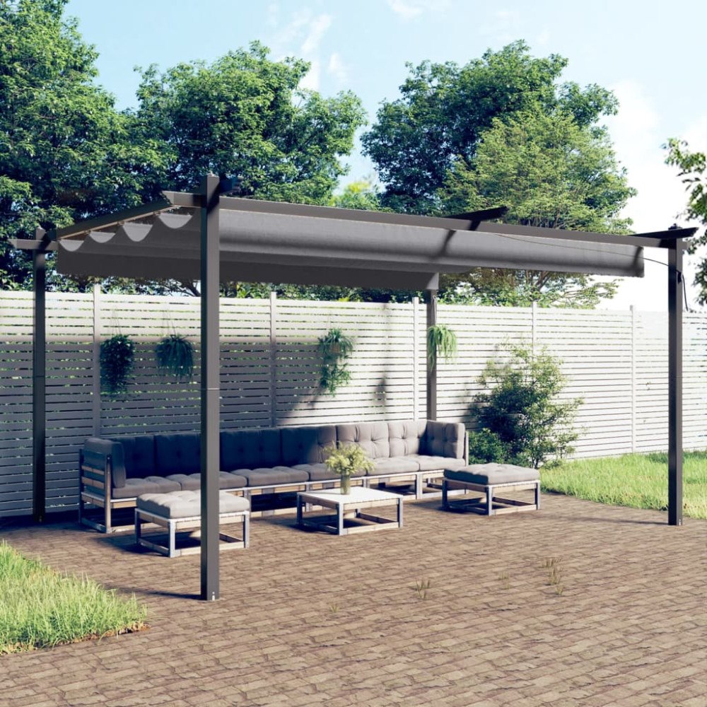 vidaXL Paviljong med infällbart tak 4x3 m antracit