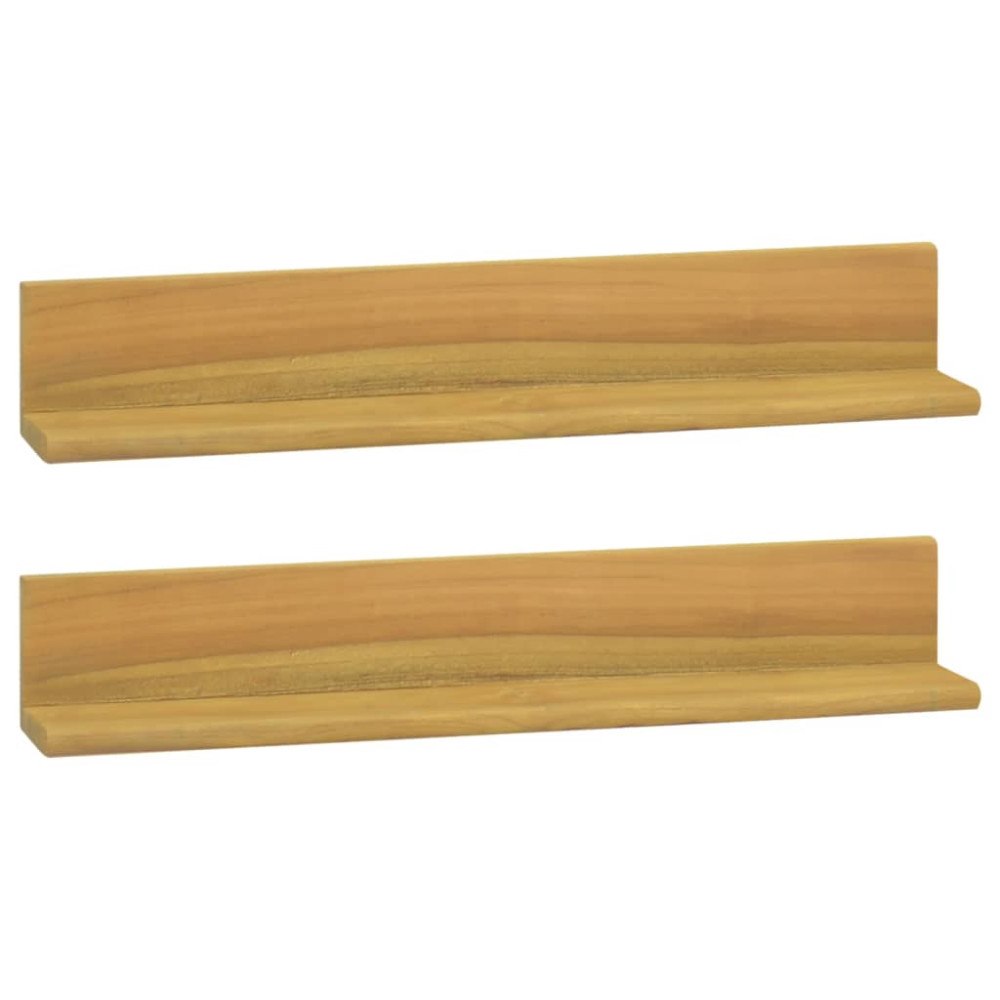vidaXL Vägghyllor 2 st 60x10x10 cm massivt teakträ