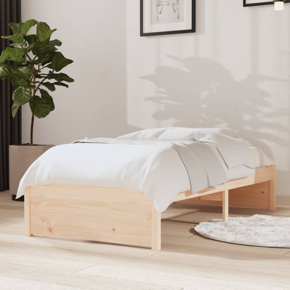 vidaXL Sängram massivt trä 75x190 cm