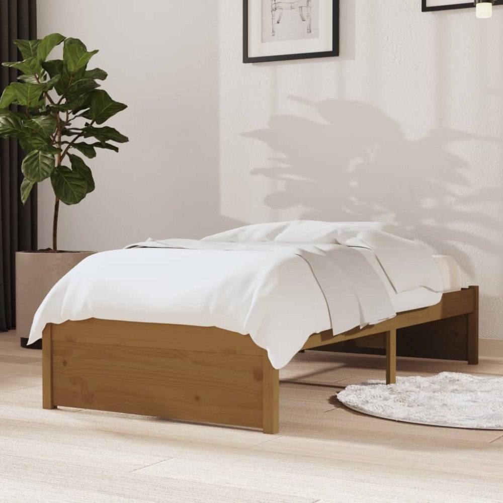 vidaXL Sängram honungsbrun massiv furu 75x190 cm