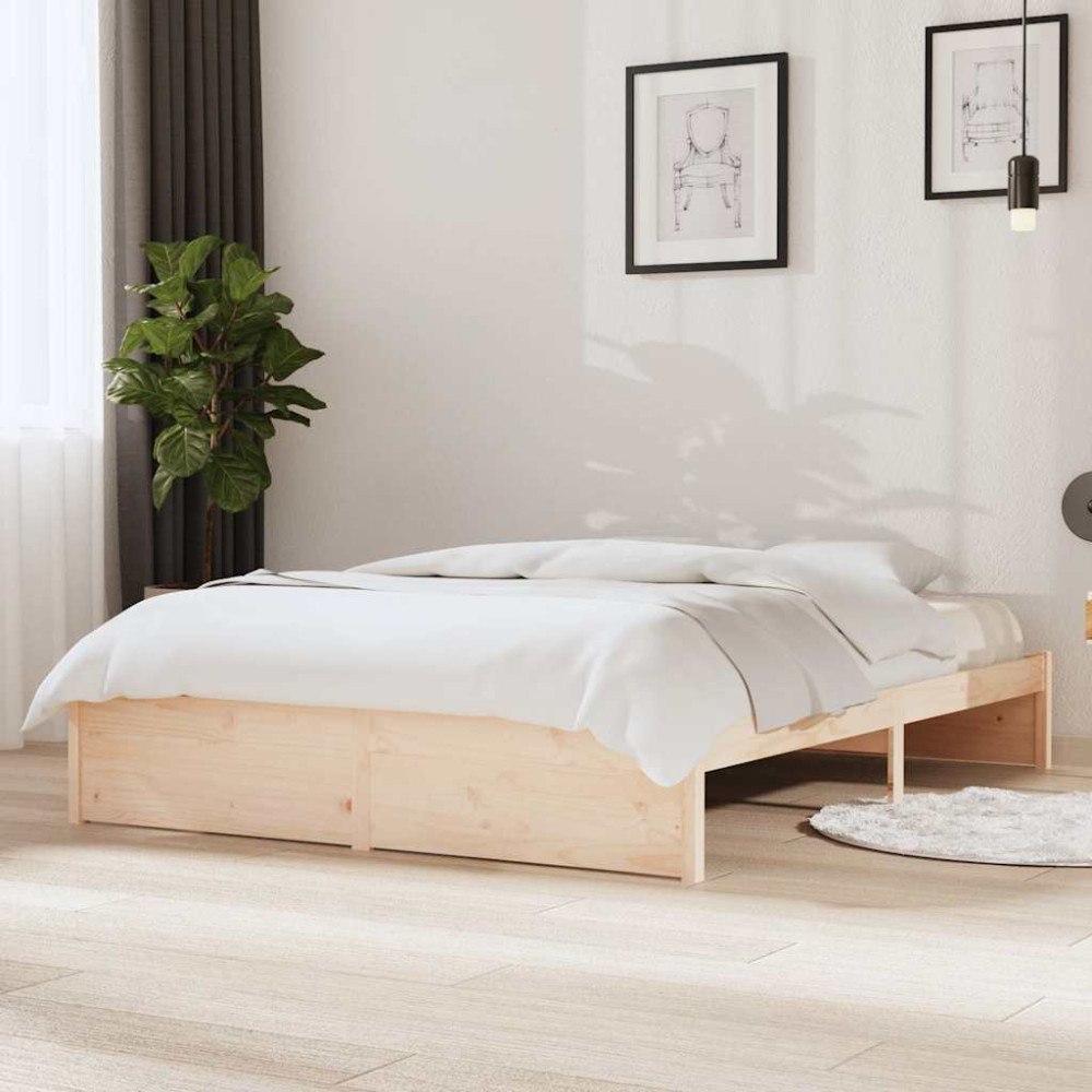 vidaXL Sängram massivt trä 140x190 cm