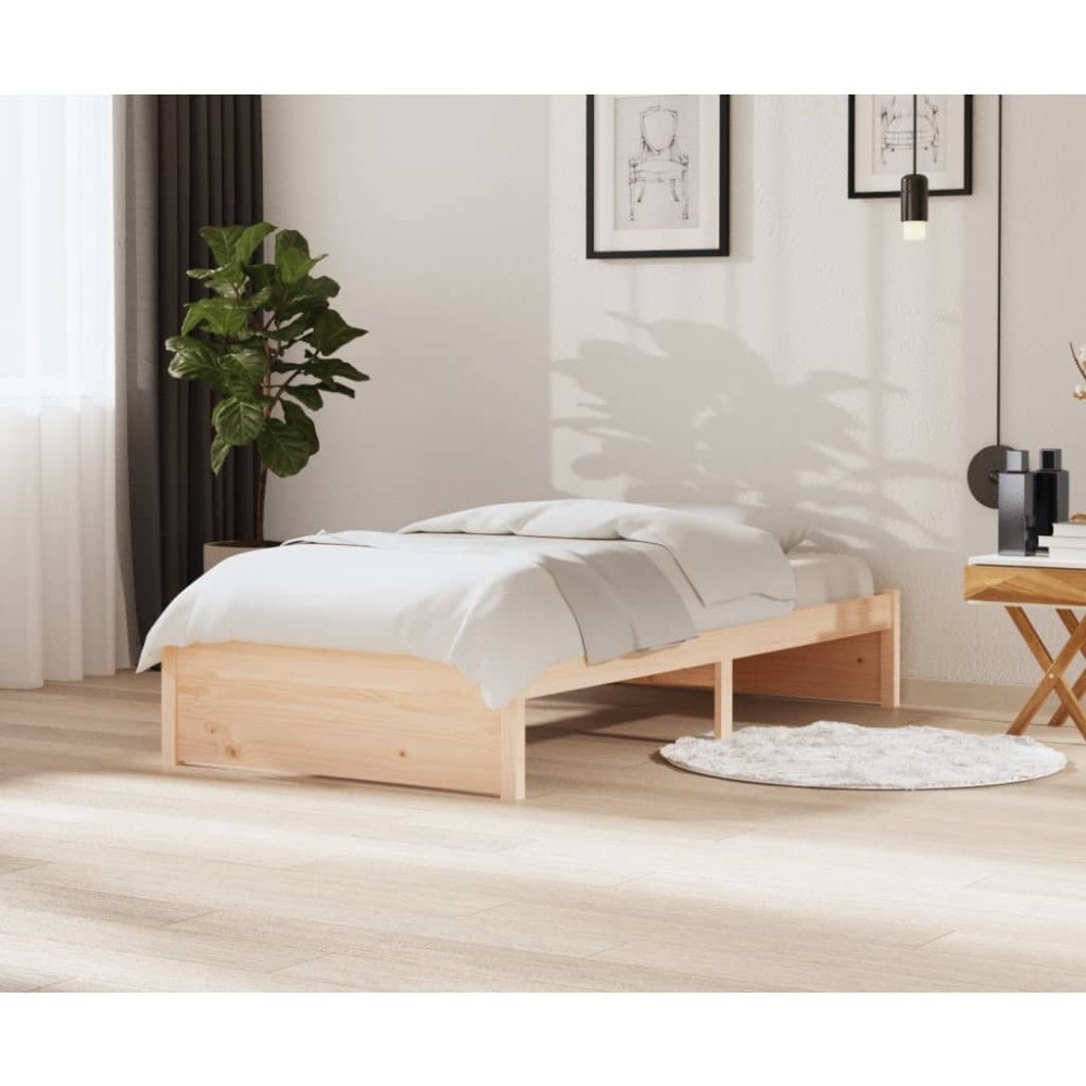 vidaXL Sängram vit massivt trä 100x200 cm massiv trä