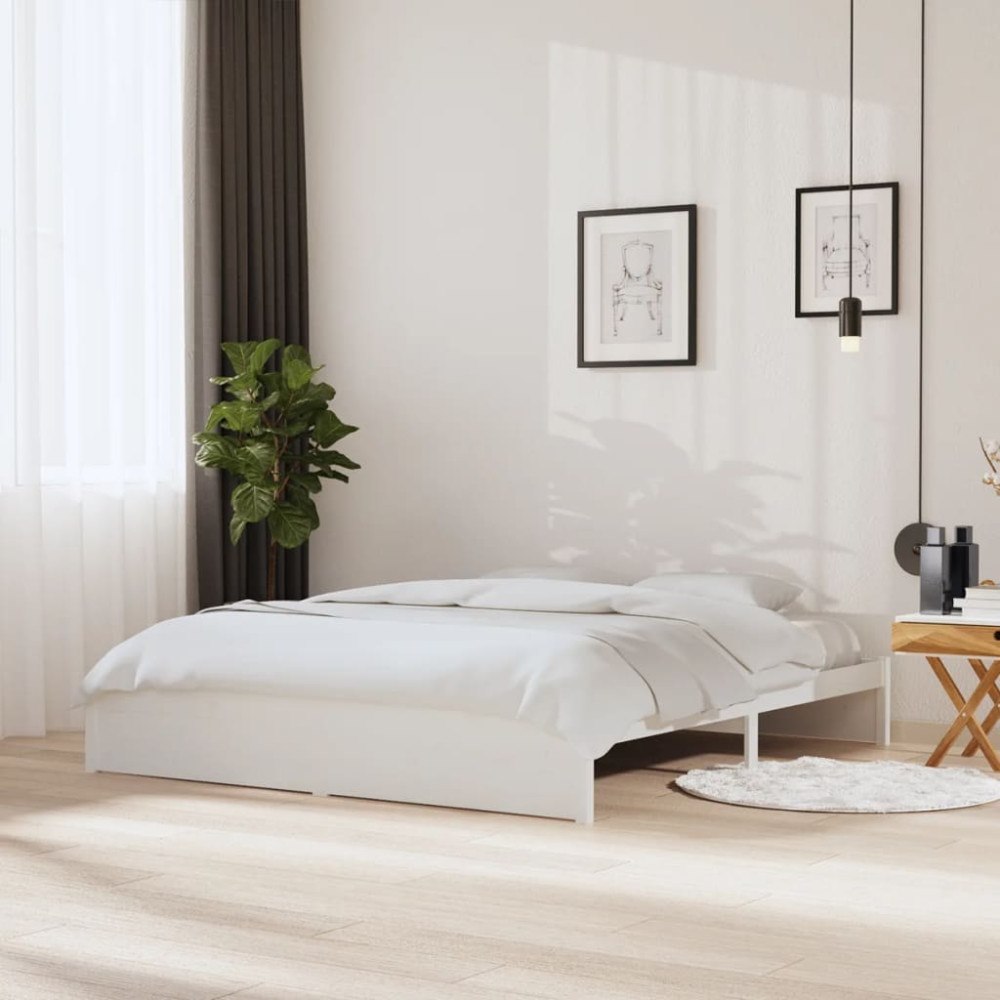 vidaXL Sängram vit massivt trä 180x200 cm