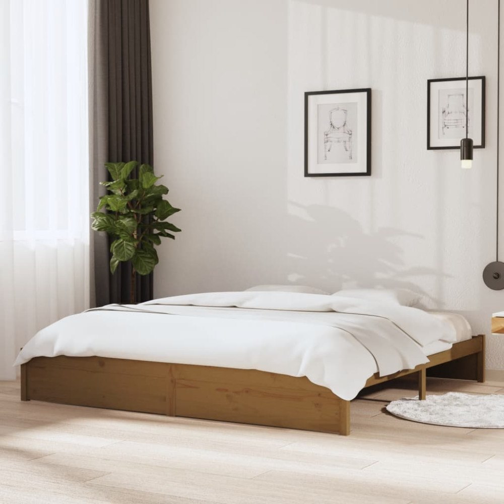 vidaXL Sängram honungsbrun massivt trä 200x200 cm