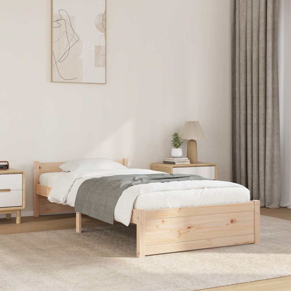 vidaXL Sängram massivt trä 90x190 cm