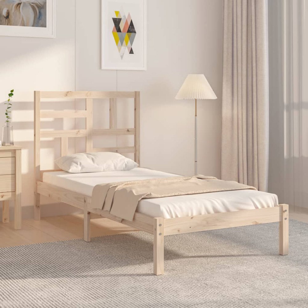 vidaXL Sängram massivt trä 75x190 cm