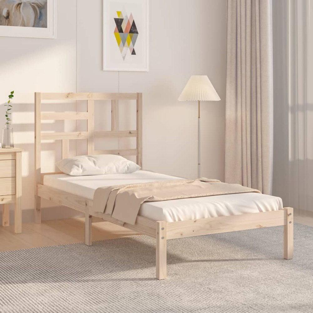 vidaXL Sängram massivt trä 90x190 cm