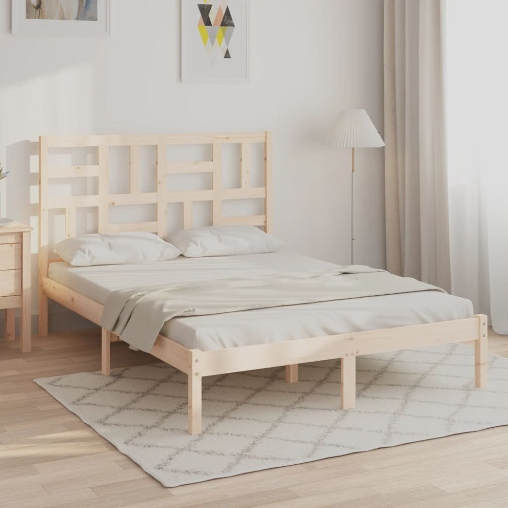vidaXL Sängram massivt trä 135x190 cm