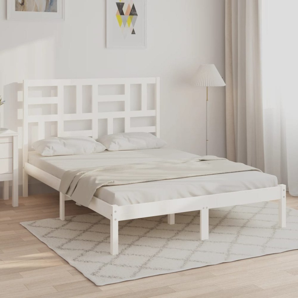 vidaXL Sängram vit massivt trä 120x200 cm