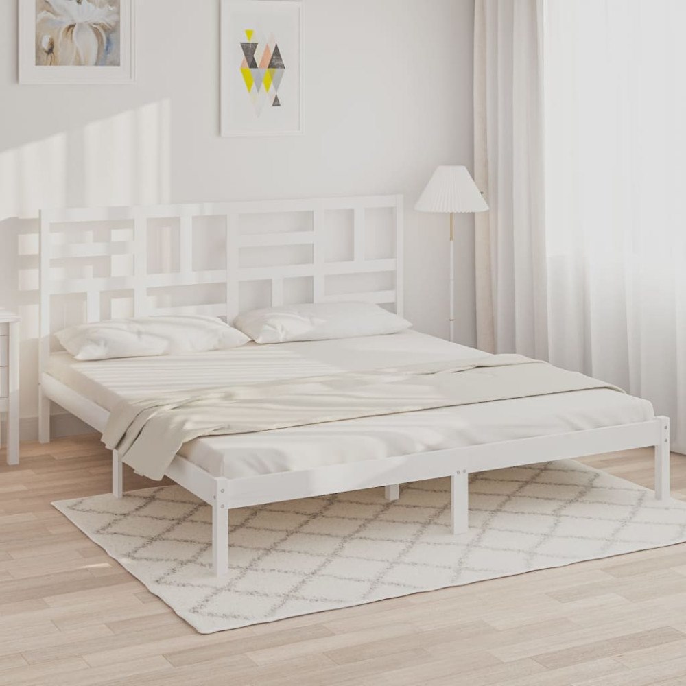 vidaXL Sängram vit massivt trä 180x200 cm