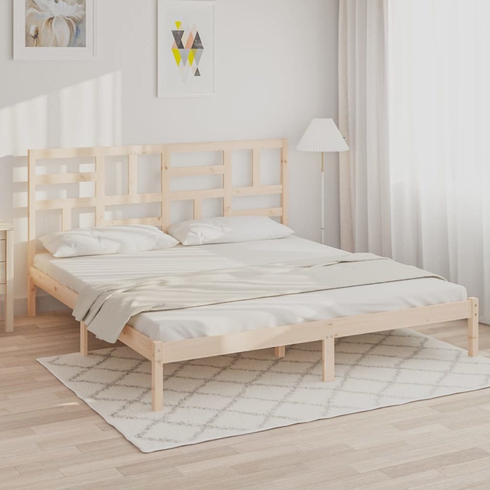 vidaXL Sängram utan madrass massivt trä 200x200cm