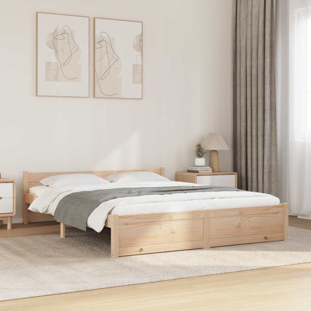 vidaXL Sängram massivt trä 140x190 cm