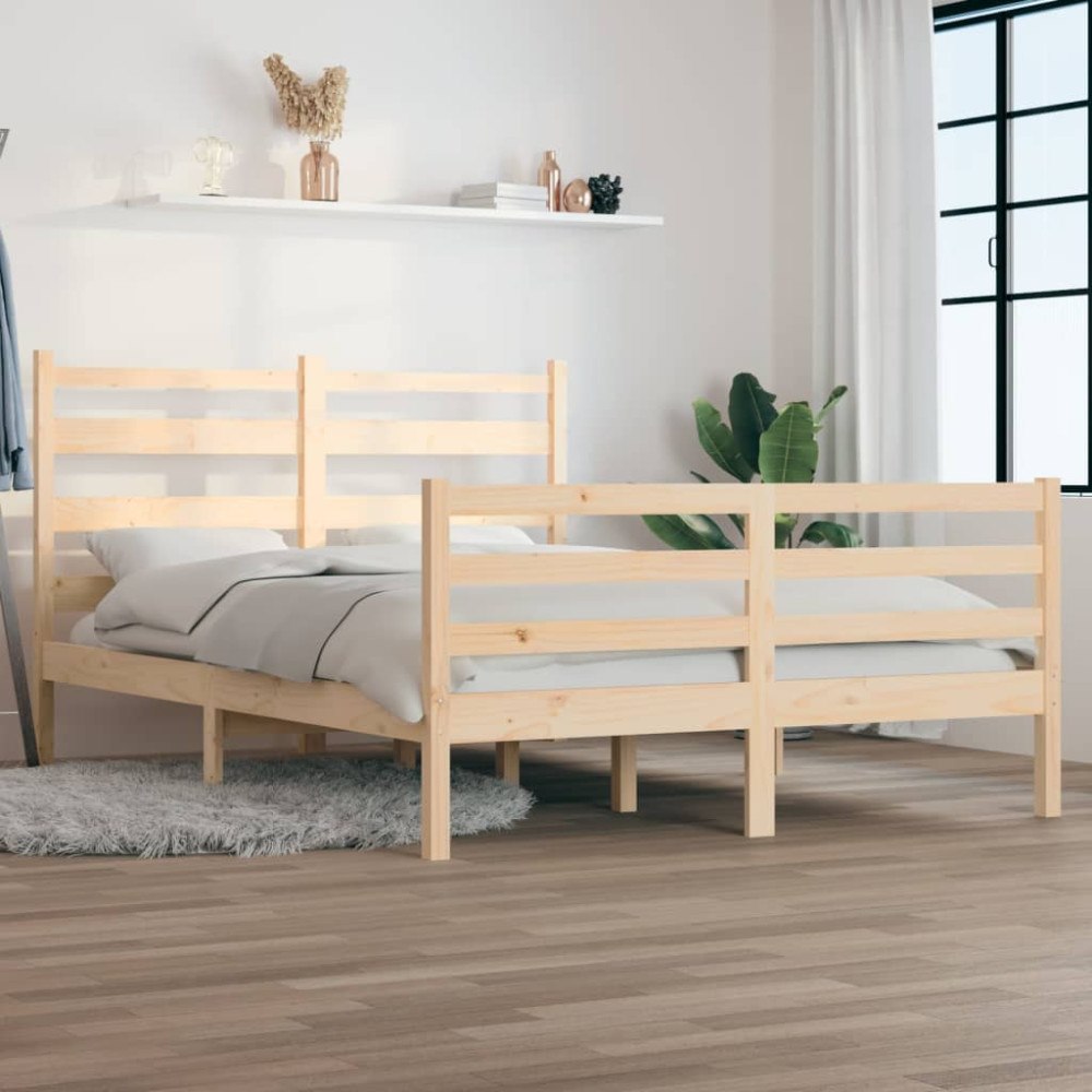 vidaXL Sängram massiv furu 160x200 cm