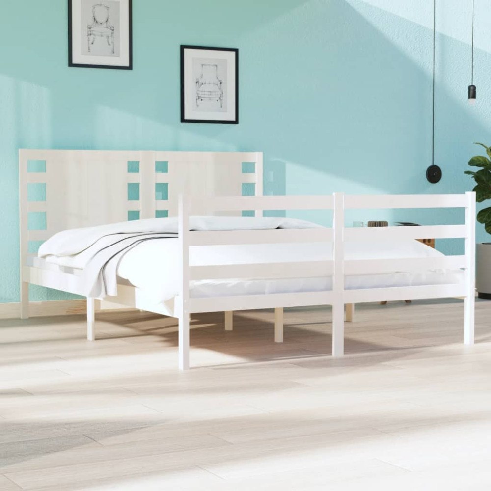vidaXL Sängram utan madrass vit 120x190 cm massiv furu