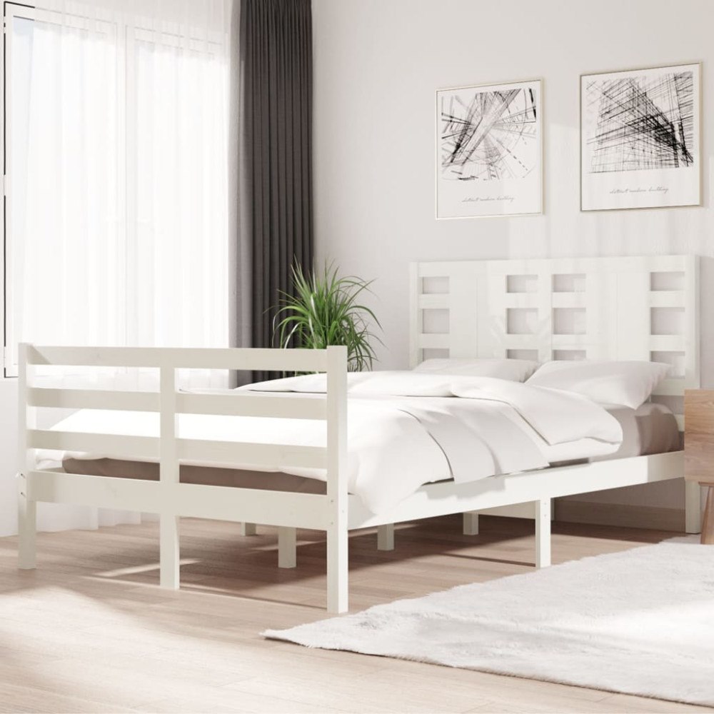 vidaXL Sängram utan madrass vit 120x200 cm massiv furu