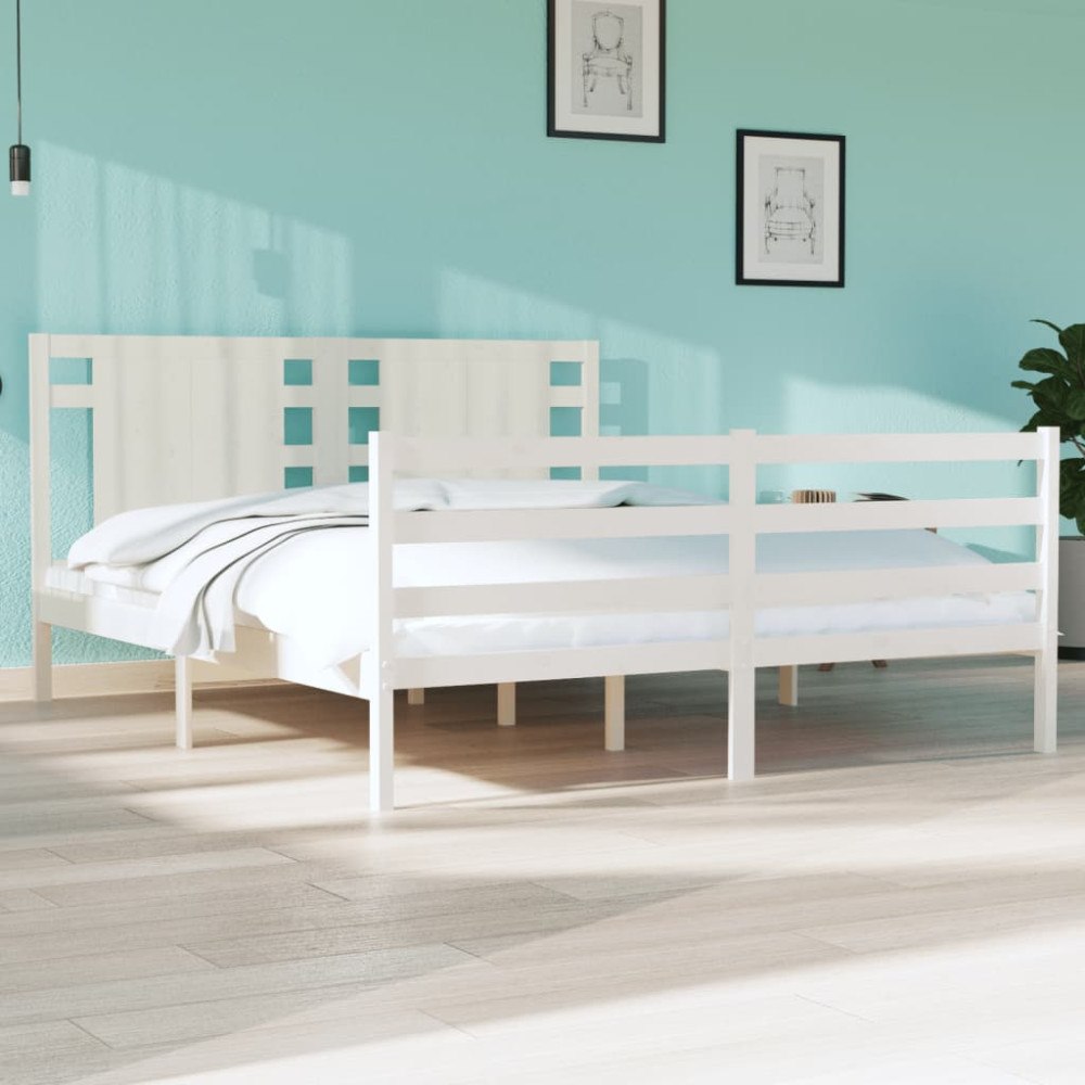 vidaXL Sängram utan madrass vit 150x200 cm massiv furu