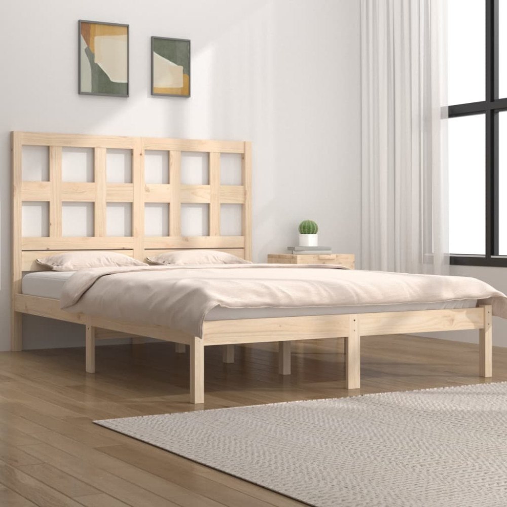 vidaXL Sängram utan madrass 135x190 cm massiv furu
