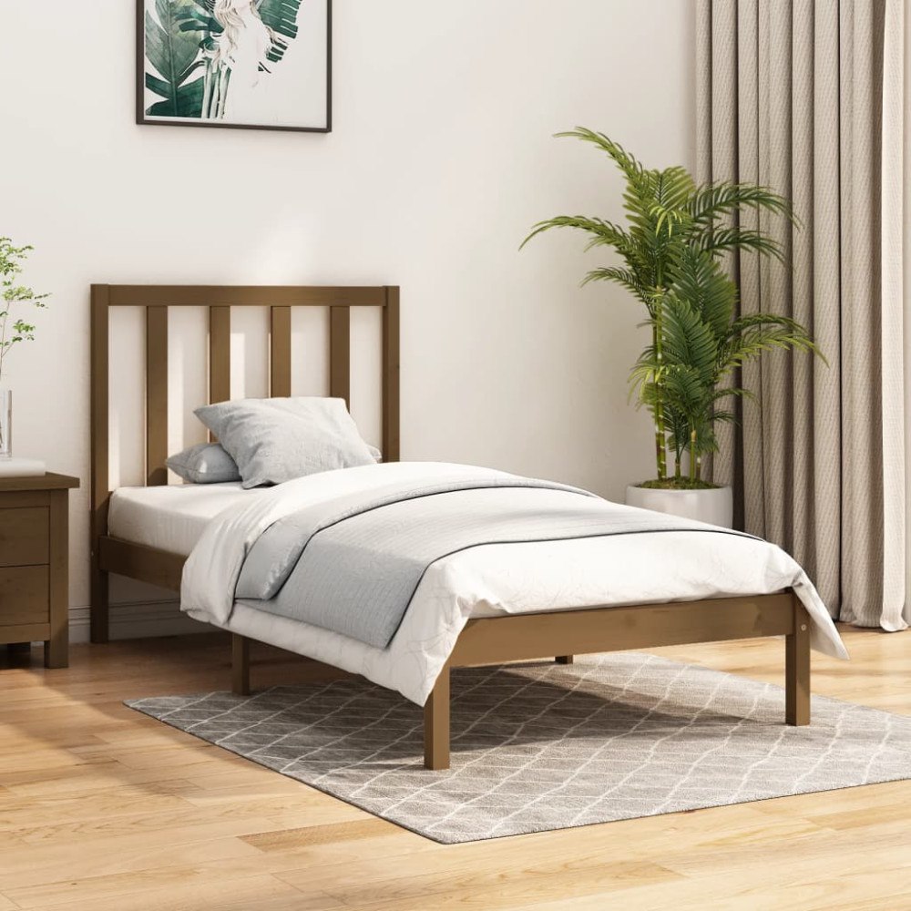 vidaXL Sängram honungsbrun massiv furu 100x200 cm