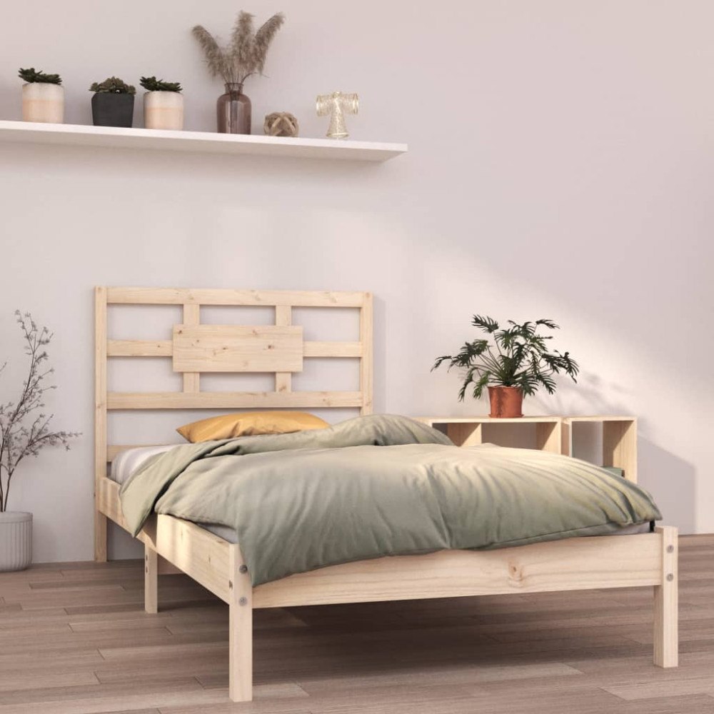 vidaXL Sängram massivt trä 90x190 cm