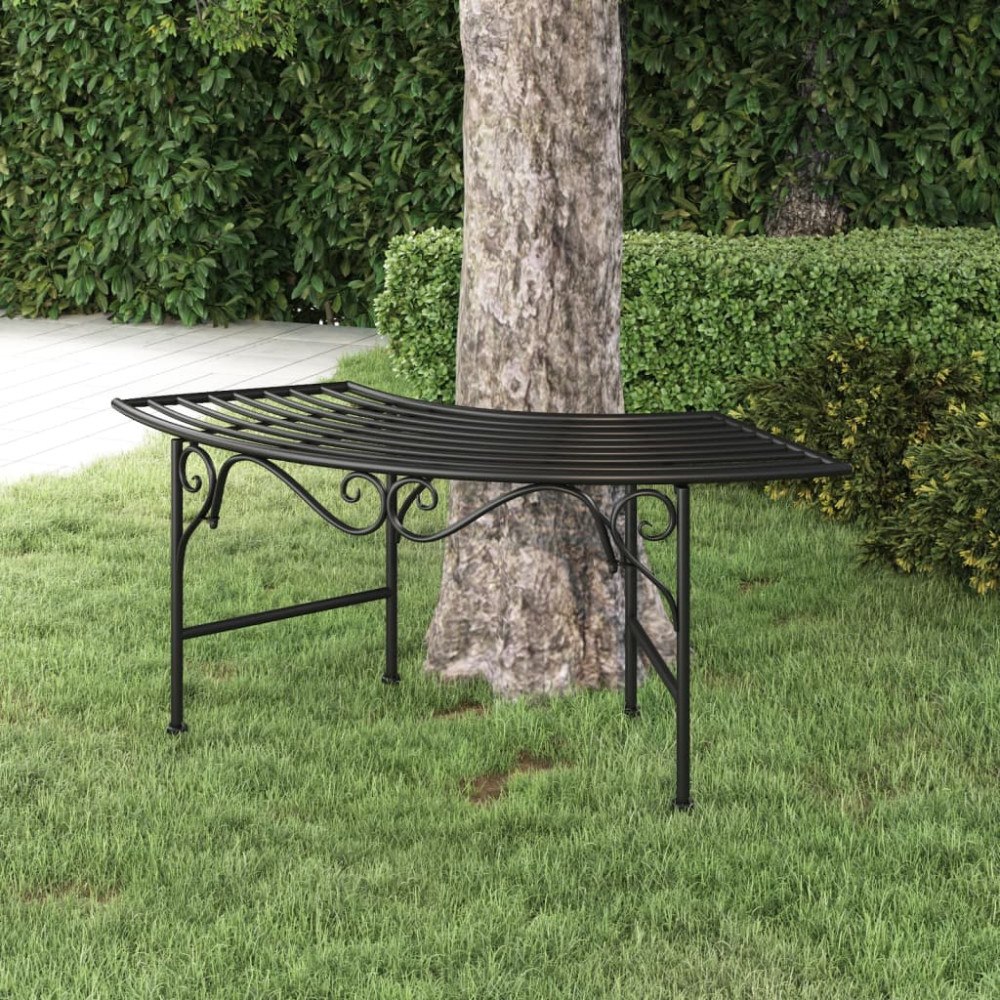 vidaXL Trädbänk 113 cm svart stål