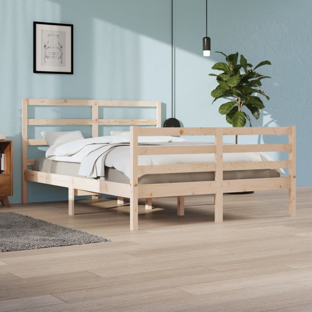 vidaXL Sängram massiv furu 140x200 cm