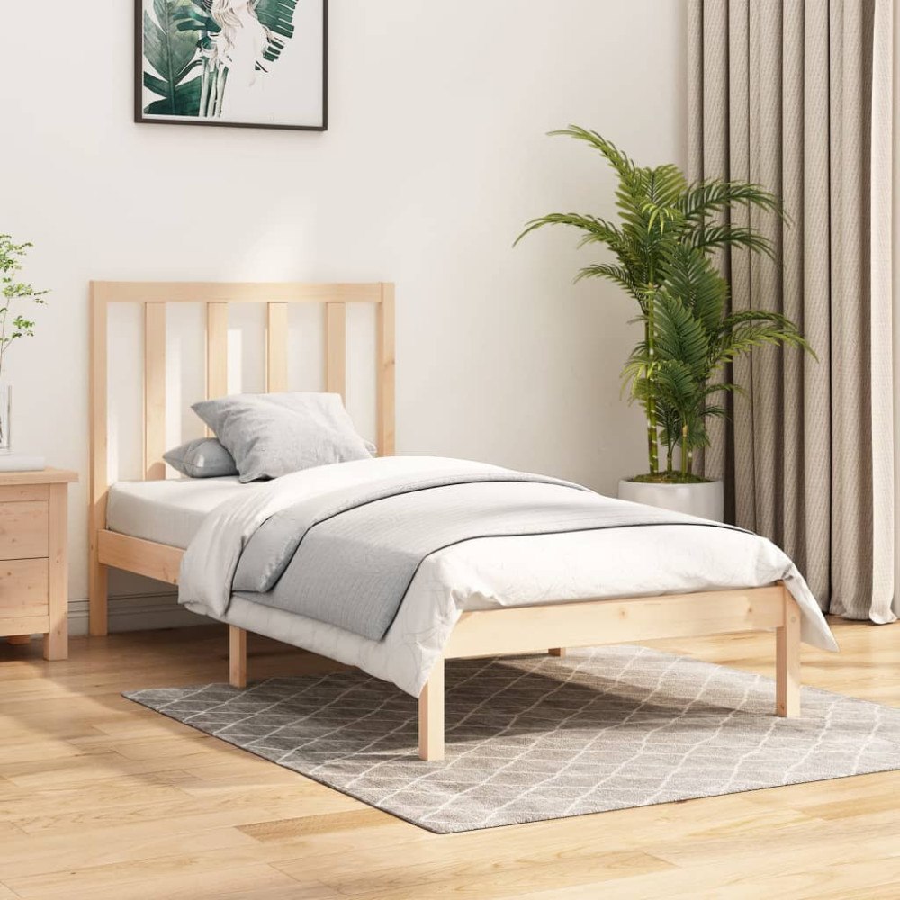 vidaXL Sängram massiv furu 90x190 cm
