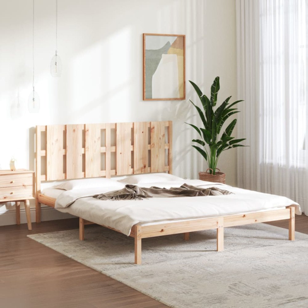 vidaXL Sängram massiv furu 160x200 cm