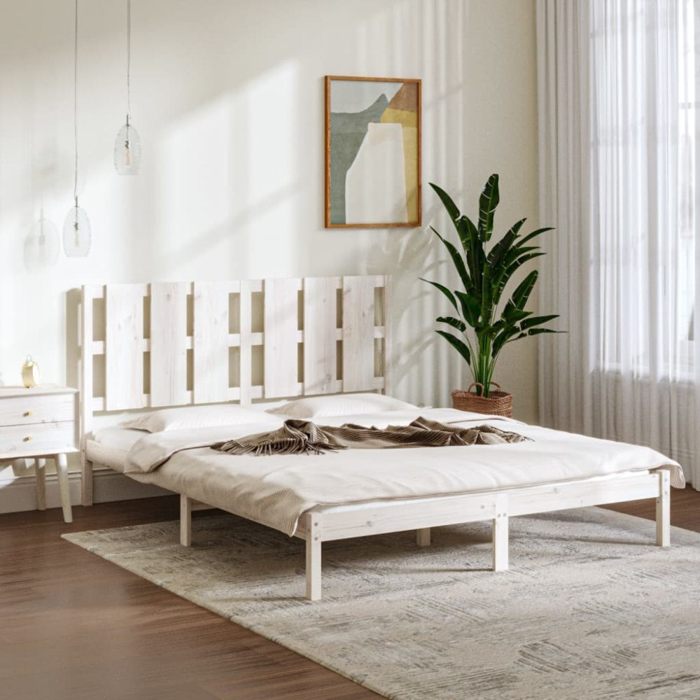 vidaXL Sängram vit massiv furu 160x200 cm