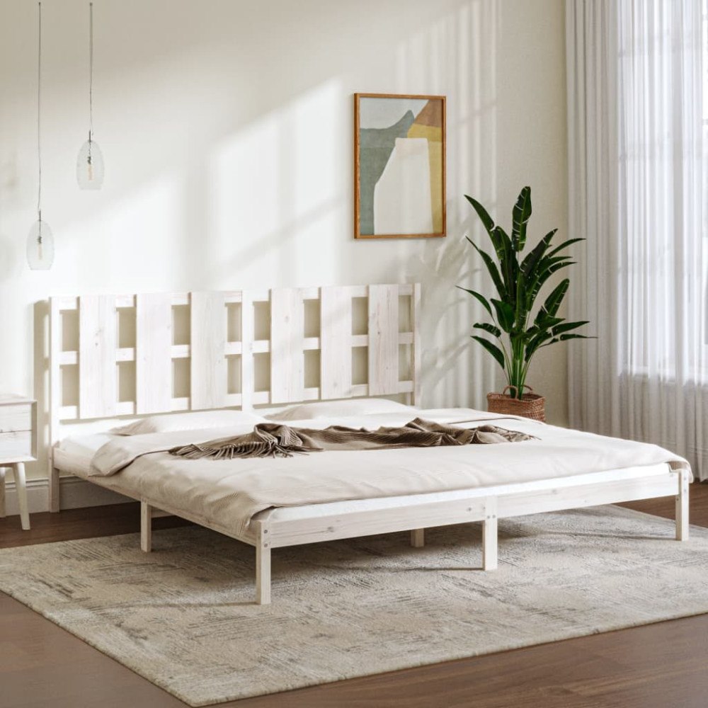 vidaXL Sängram vit massivt trä 180x200 cm
