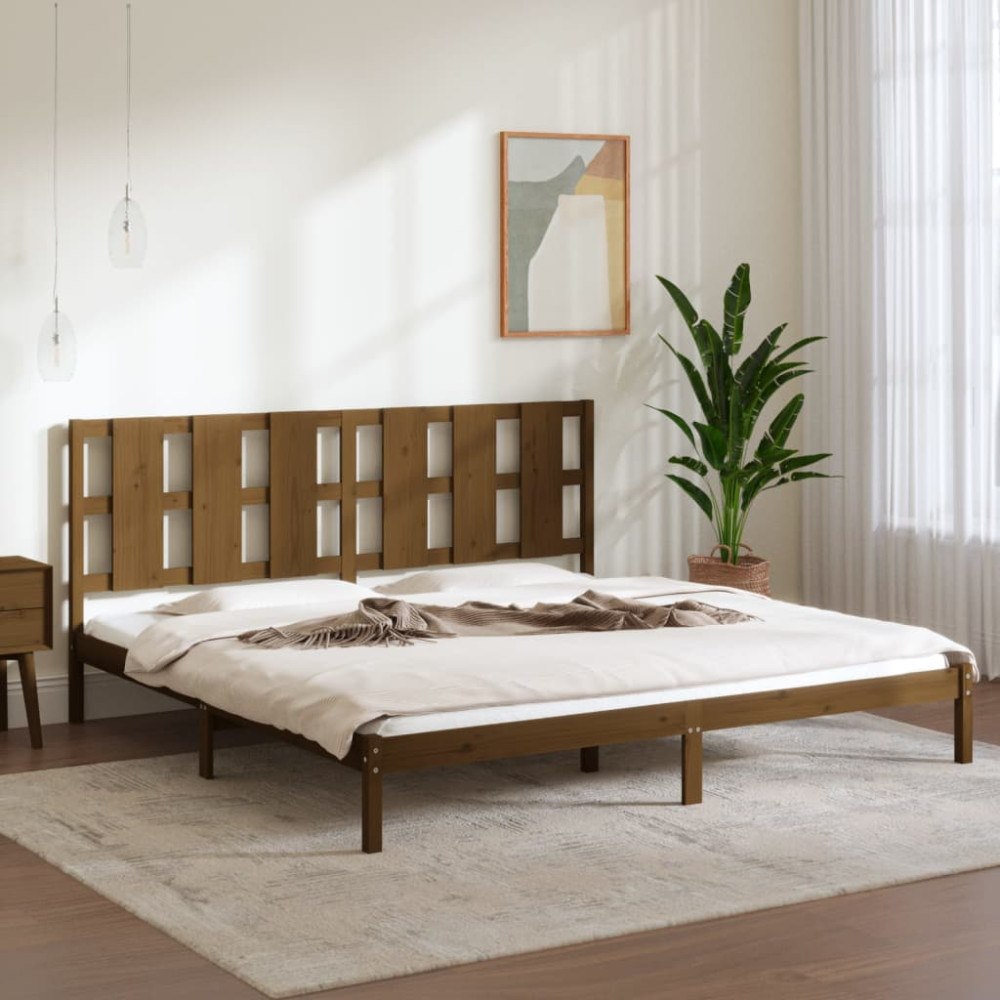 vidaXL Sängram honungsbrun massiv furu 200x200 cm