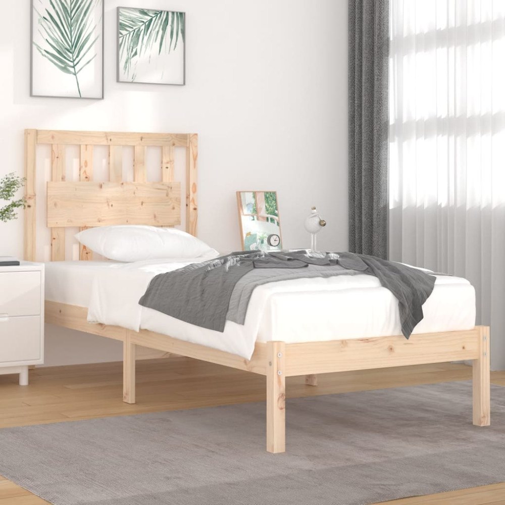 vidaXL Sängram massiv furu 90x190 cm